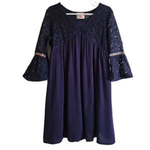 Jenna & Jessie Dress with Lace Overlay - Girls Size 8